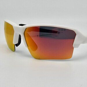 Shady Rays Talon White Frame Polarized Red Mirror Lens Semi-Rimless Sunglasses